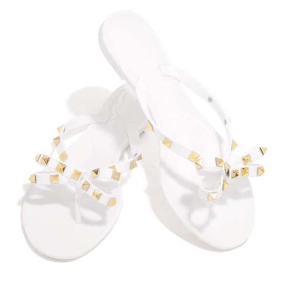 Shoes - SIZE 10, & 11 !! "Lacy" Studded Sandals -White